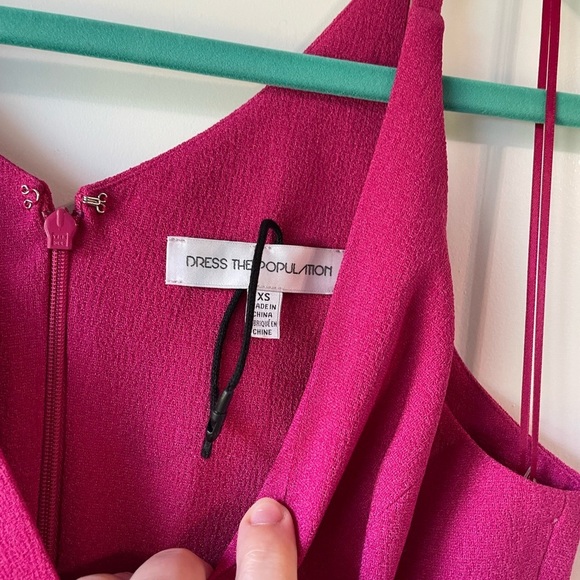 NWOT Dress the Population Iris Midi Dress in Bright Fuschia Size XS - Picture 5 of 8